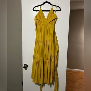 Yellow Strappy Tiered Dress